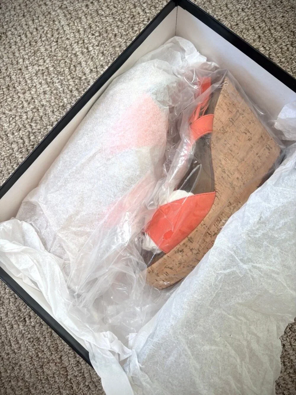 J. Crew Maryann Leather Cork Wedge Platform Sandals in Coral, 7M